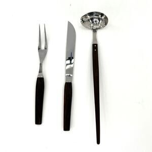 MCM Rostfri SMS Stainless Steel Swedish Nordic carving set with wood handle.